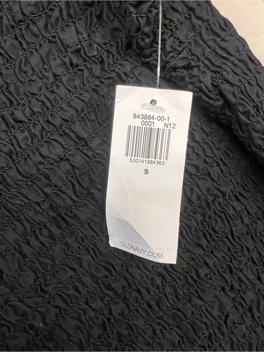 Old Navy Black Smocked Long-Sleeve Ruffle-Hem Blouse Sz Small  NWT  Casual